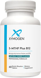 XYMOGEN 5-MTHF Plus B12 - Folato y Metil B12 Activos - 30 Comprimidos de Disolución Rápida
