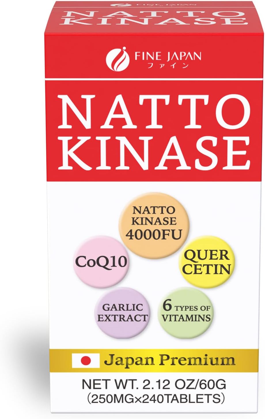 Nattokinase 4000 FU - Derivado de Natto Japonés - 240 Comprimidos - FINE JAPAN