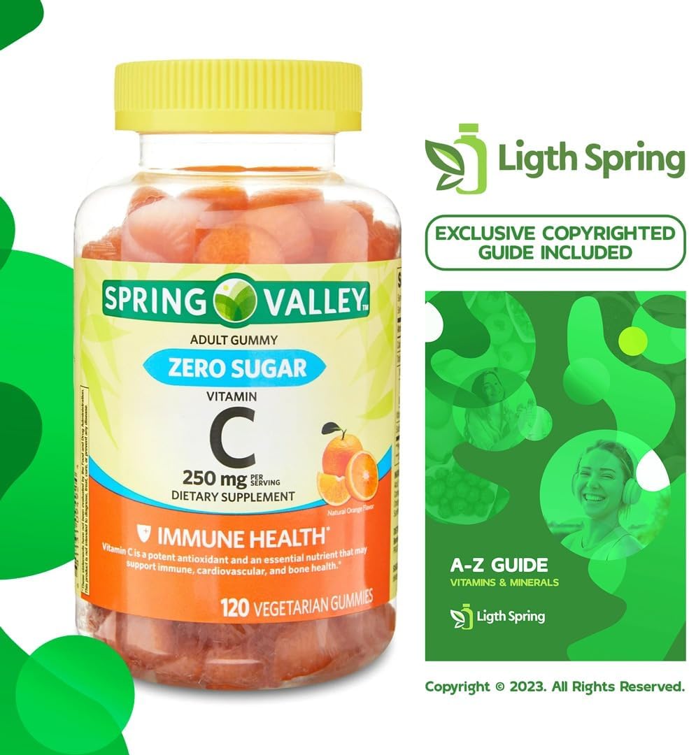 LightSpring Gominolas de Vitamina C Sin Azúcar, 250 mg, 120 uds