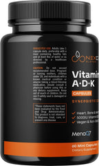 Complemento Alimenticio ADK - Vitamina D3 K2 MK7 y A - 5000 UI D3 - Vegano (2 Meses)