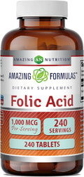 Amazing Formulas Ácido Fólico 1000 mcg – 240 Comprimidos