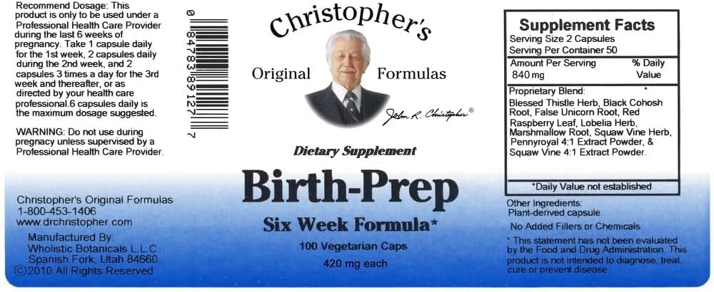 Birth-Prep Capsules de Christopher's Original Formulas - 100 Cápsulas