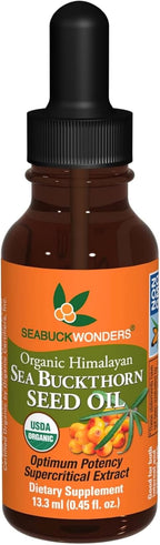 SEABUCKWONDERS Aceite de Semilla de Espino Amarillo Orgánico - Omega 3-6-9, 120 Cápsulas Blandas