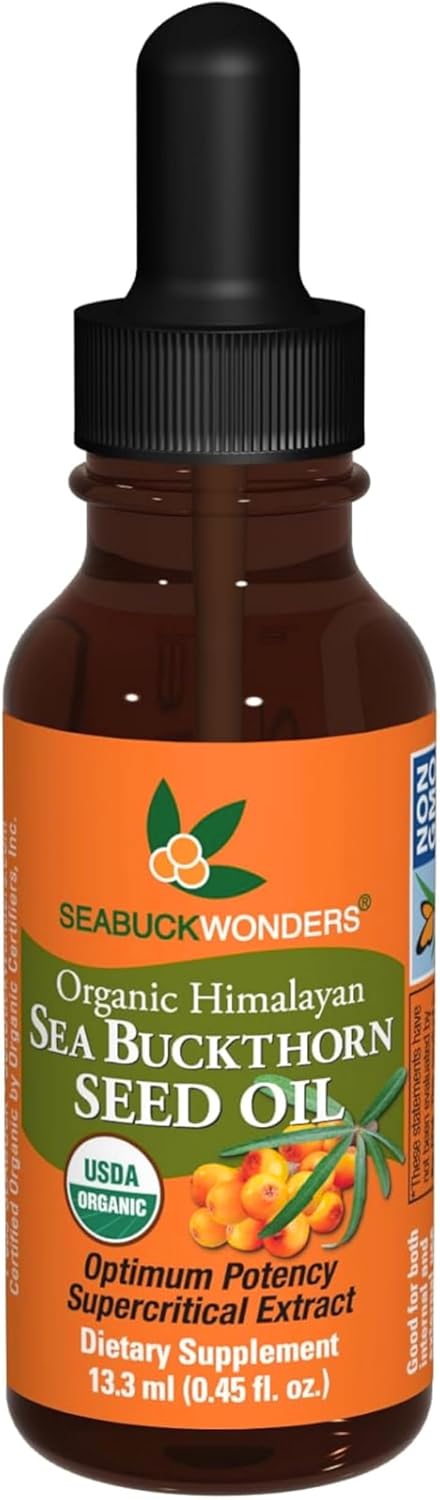 SEABUCKWONDERS Aceite de Semilla de Espino Amarillo Orgánico - Omega 3-6-9, 120 Cápsulas Blandas