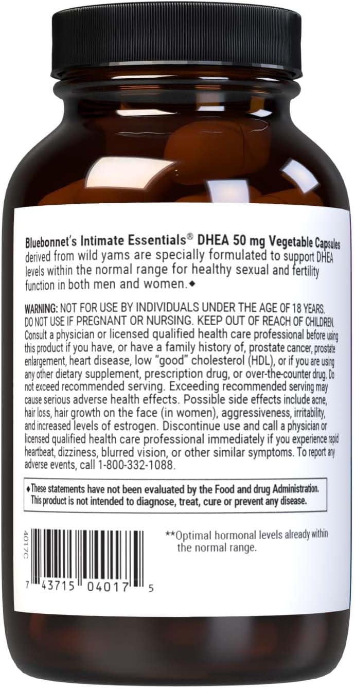 BlueBonnet Nutrition Intimate Essentials DHEA 50 mg - 60 Cápsulas Vegetales