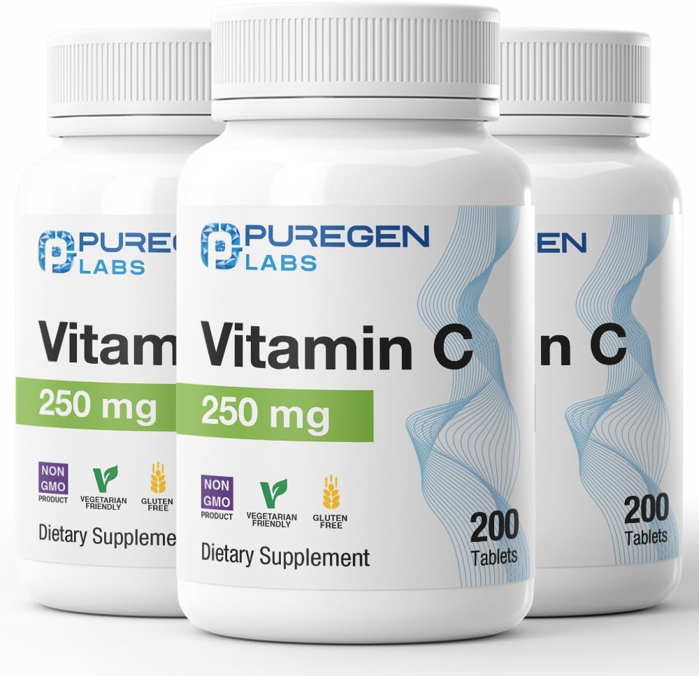Puregen Labs Vitamina C 250 mg – 600 Comprimidos (3 Paquetes)