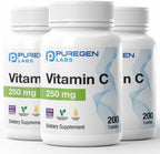 Puregen Labs Vitamina C 250 mg – 600 Comprimidos (3 Paquetes)