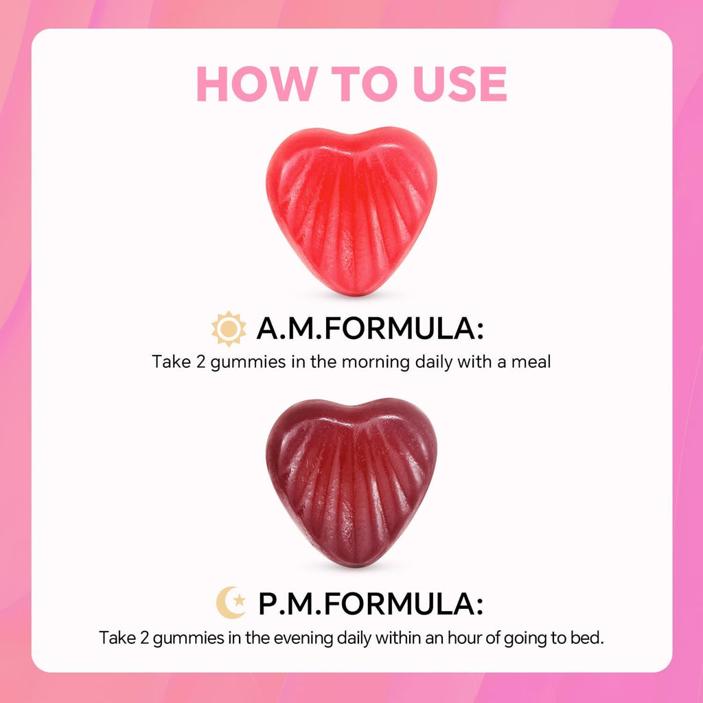 VEETAGYO Multivitamínico para Mujeres AM y PM - Sin Melatonina, con Calcio de Algas, Omega-3, Vitamina D3K2, Magnesio - Sin Azúcar, Vegano, 120 Gomitas