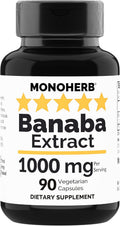 MONOHERB Extracto de Banaba 1000 mg - 90 Cápsulas Vegetales - 2% Ácido Corosólico