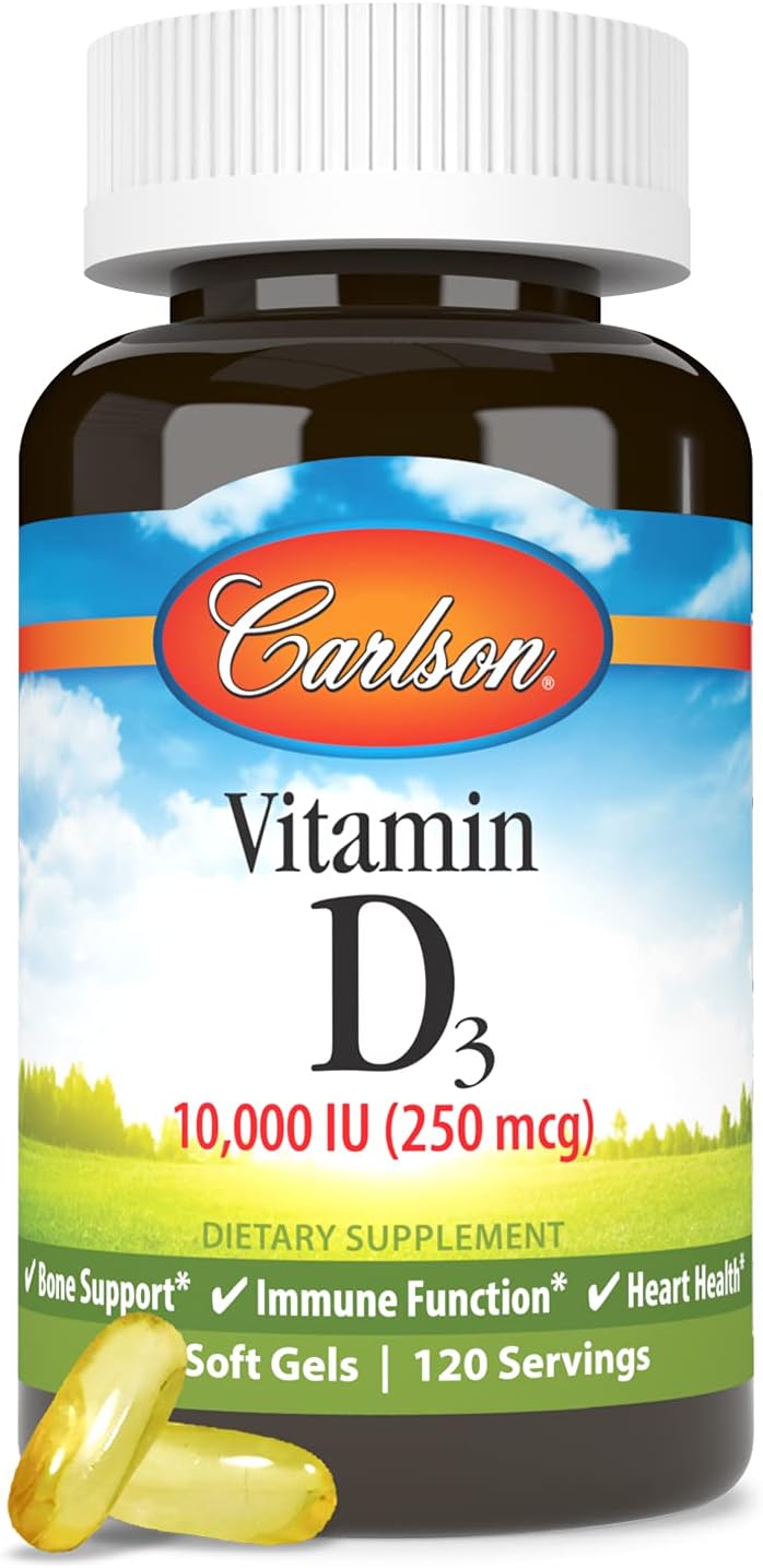 Carlson - Vitamina D3 10000 UI (250 mcg), 120 Cápsulas Blandas