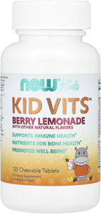 NOW Foods Kid Vits, 120 comprimidos masticables sabor limonada de bayas