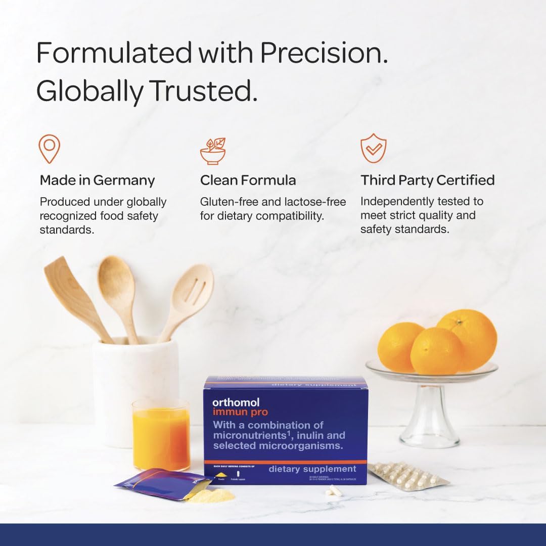 Orthomol Immun Pro – Apoyo Inmunitario y Salud Intestinal con Probióticos, Prebióticos y Micronutrientes (30 Días)