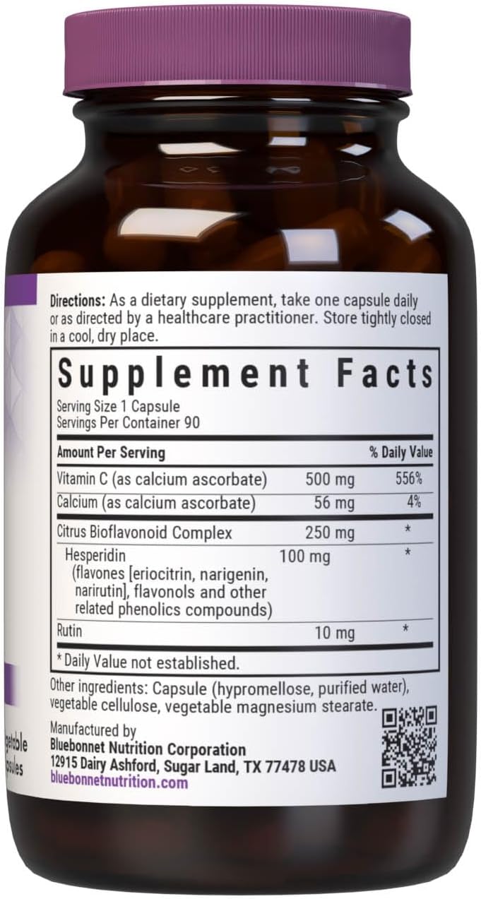 Bluebonnet Buffered Vitamin C 500 mg, 90 Vegetable Capsules