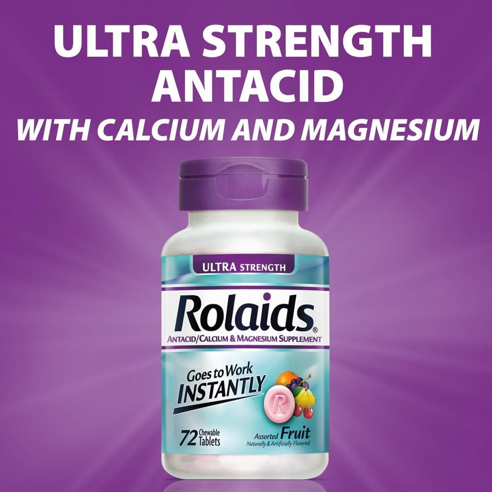 Rolaids Ultra Strength Comprimidos Masticables Sabor Fruta Variada – 144 Comprimidos (Paquete de 2)