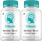 Tiworld Cápsulas de Suplemento Cerebral – Fórmula Máxima Potencia Totalmente Natural, Píldoras de Enfoque y Soporte Nootrópico (2 Paquetes – 120 Cápsulas)