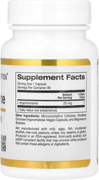 California Gold Nutrition Ergothioneine, 25 mg, 90 Cápsulas Vegetales