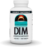 Source Naturals DIM, Diindolylmethane 100 mg con BioPerine y Vitamina E - 180 Comprimidos