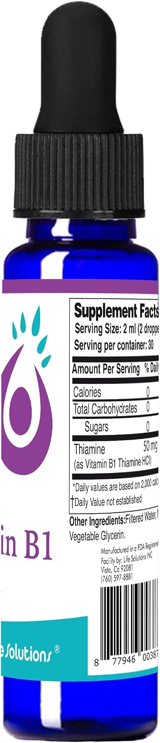 Life Solutions Vitamina B1 (Tiamina) en Gotas, 2 oz