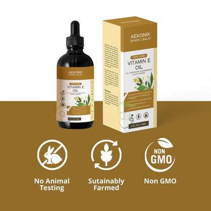 Aceite de Vitamina E Orgánico AEKONIK - Puro para Cuidado Corporal y Facial - 118 ml