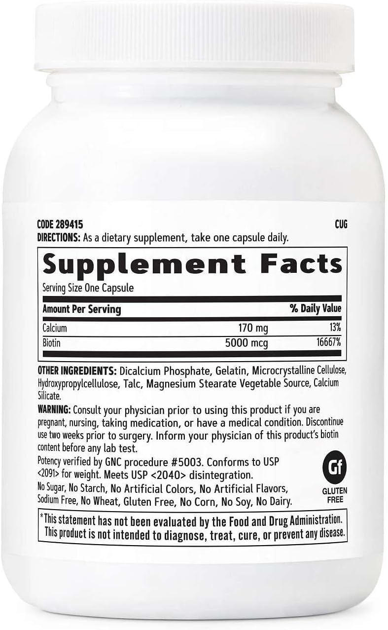 GNC Biotina 5000mcg – 120 Cápsulas