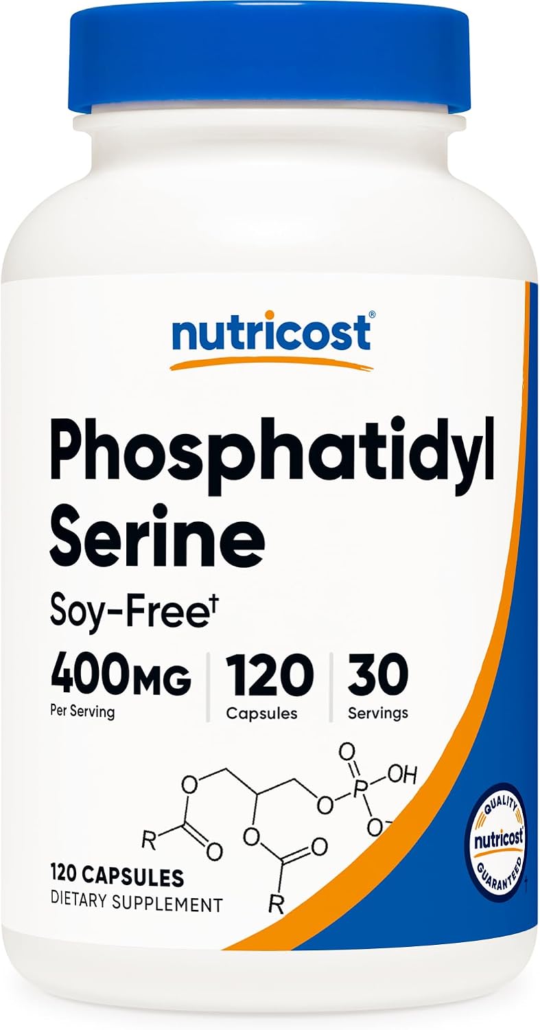 Nutricost Fosfatidilserina 400 mg, 120 Cápsulas - Sin Soja, 30 Dosis, Vegetariano, Sin OGM, Sin Gluten