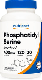 Nutricost Fosfatidilserina 400 mg, 120 Cápsulas - Sin Soja, 30 Dosis, Vegetariano, Sin OGM, Sin Gluten