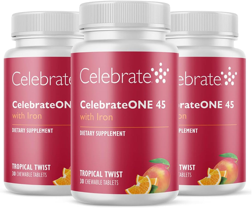 CelebrateONE 45 Multivitamínico Bariátrico con Hierro, Masticable Sabor Cereza, 90 Comprimidos (3 Meses)