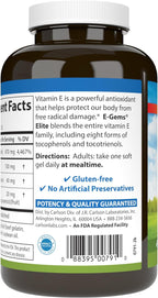 Carlson E-Gems Elite, Vitamina E 1000 UI con Tocoferoles y Tocotrienoles, Salud Cardiovascular y Bienestar Óptimo, Antioxidante, 120 Cápsulas