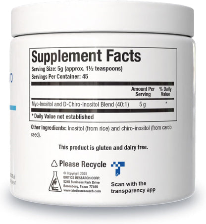 Biotics Research Balanced B8 Powder - Inositol 40:1 (Myo-Inositol y D-Chiro-Inositol) - 227 g – Image 2