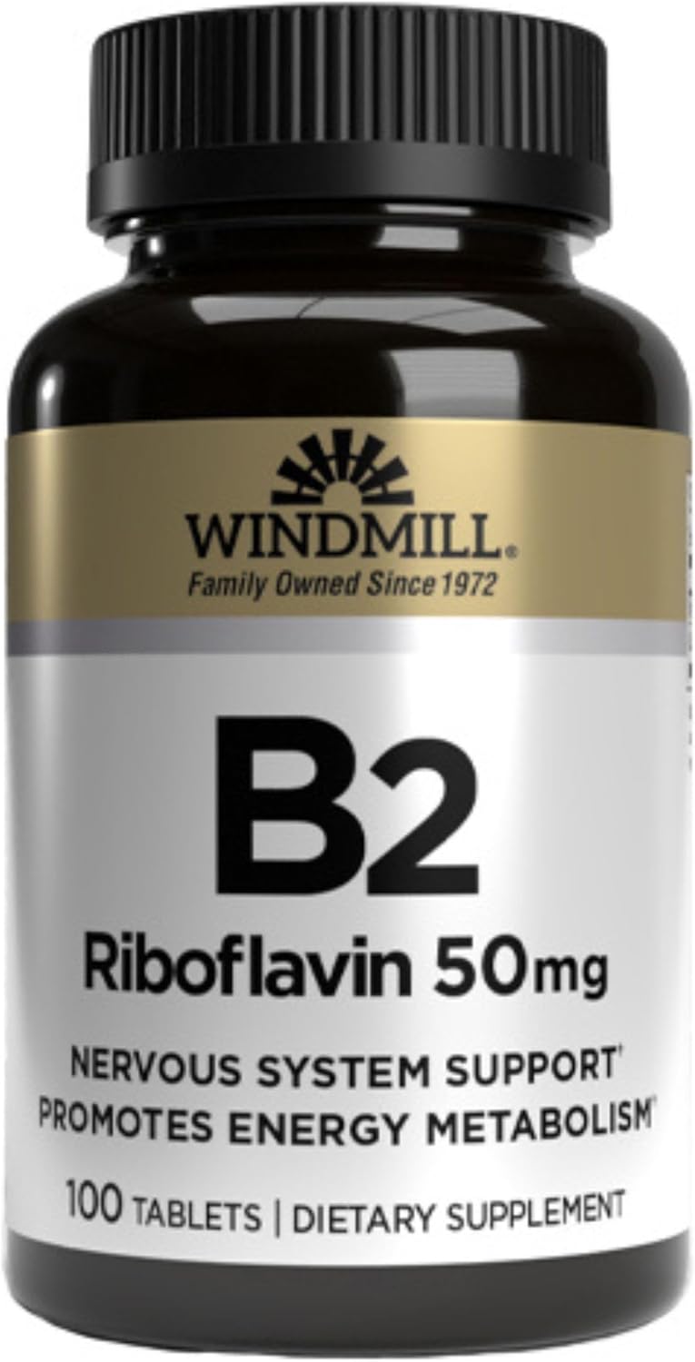 Vitamina B2 (Riboflavina) 50 mg – 200 Comprimidos (2 Envases de 100)