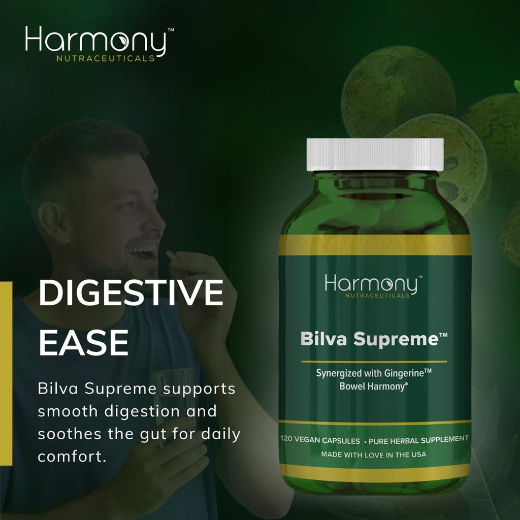 Harmony Nutraceuticals Bilva Supreme - Suplemento Ayurvédico para la Digestión con Jengibre - 120 Cápsulas Veganas