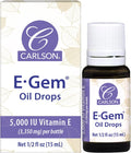 Carlson - Gotas de aceite E-Gem, 5000 UI de vitamina E, humecta y nutre la piel, aceite para piel y baño, 0.5 fl oz (paquete de 1)