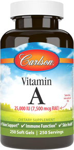 Carlson Vitamina A 25.000 UI, 250 Cápsulas Blandas