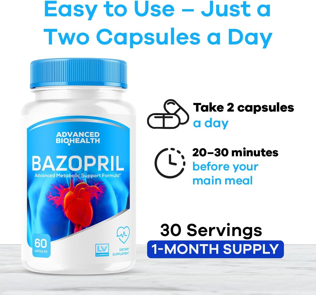 (Pack de 3) Cápsulas Bazopril - Fórmula Avanzada Oficial para el Apoyo al Equilibrio de la Salud Sanguínea, Suplemento Natural para el Bienestar General, 180 Cápsulas para 3 Meses