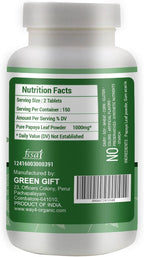 WAY 4 ORGANIC W4O Extracto de Hoja de Papaya en Comprimidos - 300 Comprimidos (150 Dosis), 1000 mg