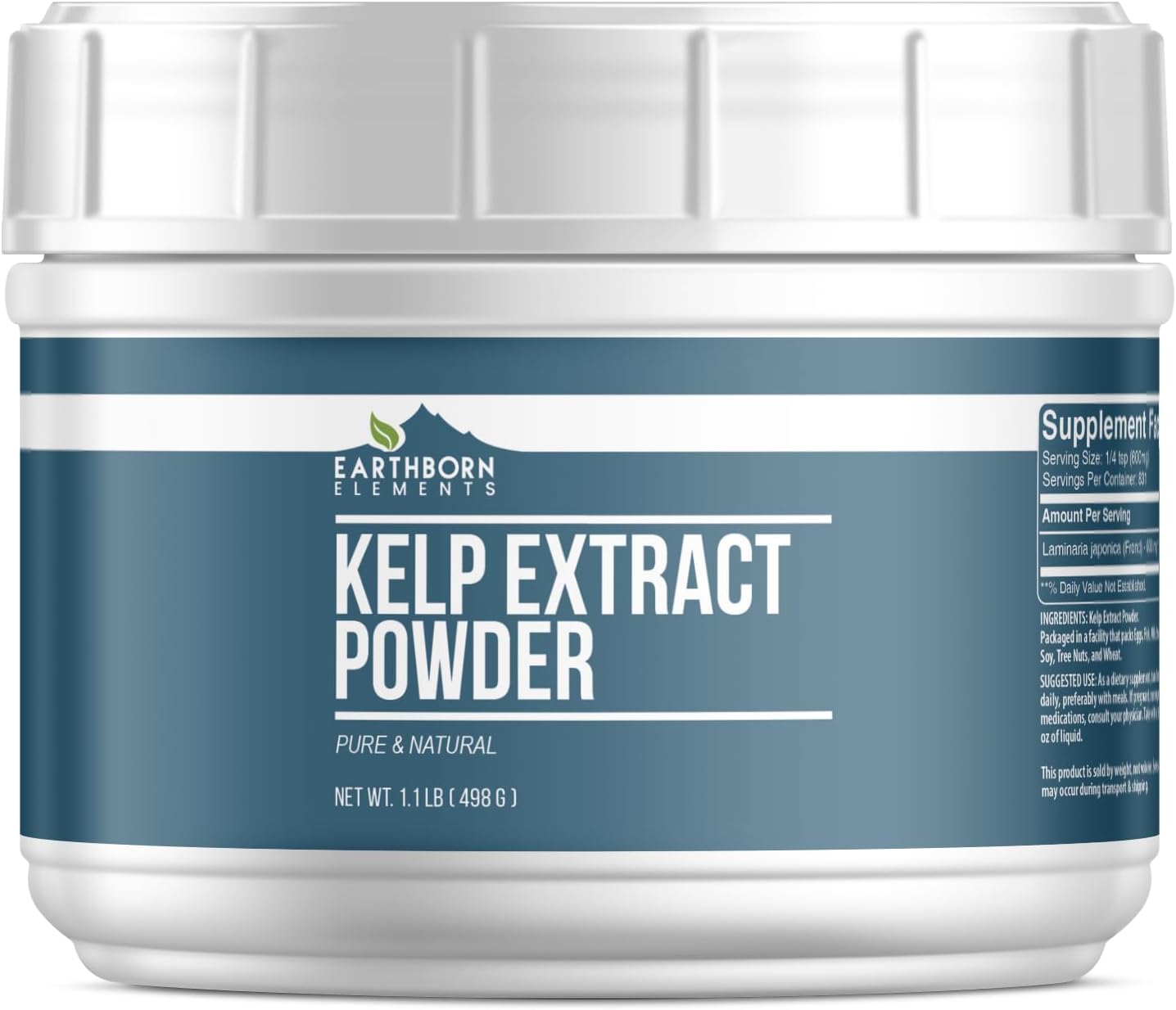 Earthborn Elements Polvo de Extracto de Kelp 500 g, Puro y Natural, Superalimento