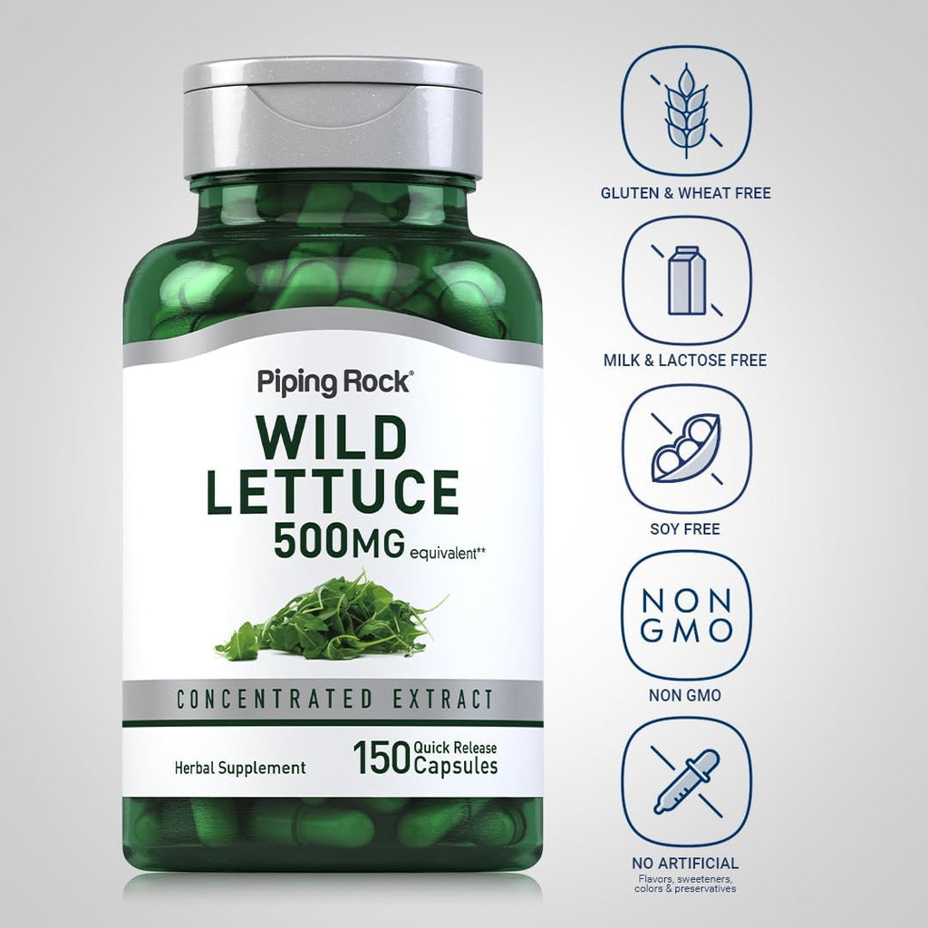 Extracto de Lechuga Silvestre de Piping Rock | 150 Cápsulas | Suplemento Herbal Concentrado