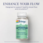 Nattokinasa 1250 FU – Solaray – Enzima digestiva para la circulación y la salud cardiovascular – 30 cápsulas veganas con recubrimiento entérico