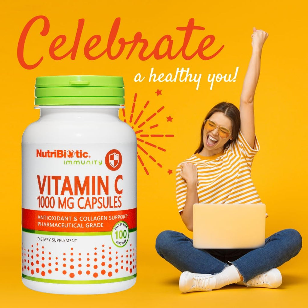 NutriBiotic Vitamina C 1000 mg - 100 Cápsulas - Ácido Ascórbico Puro