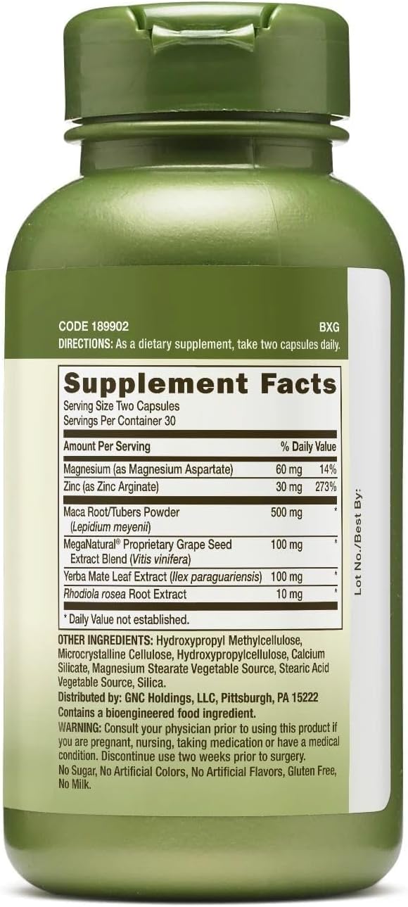 GNC Herbal Plus Complejo de Maca, 30 Cápsulas Vegetarianas