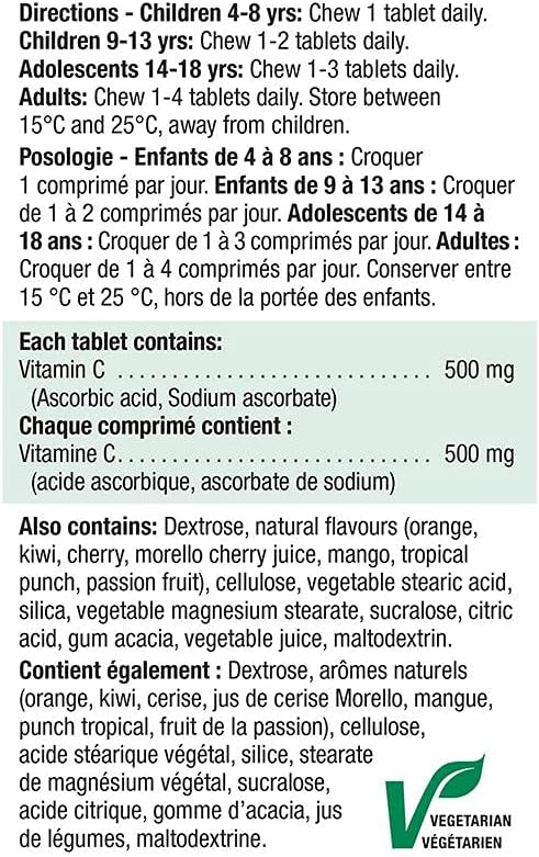 Jamieson Vitamina C 500 mg - 120 Comprimidos Sabor Frutas Mixtas