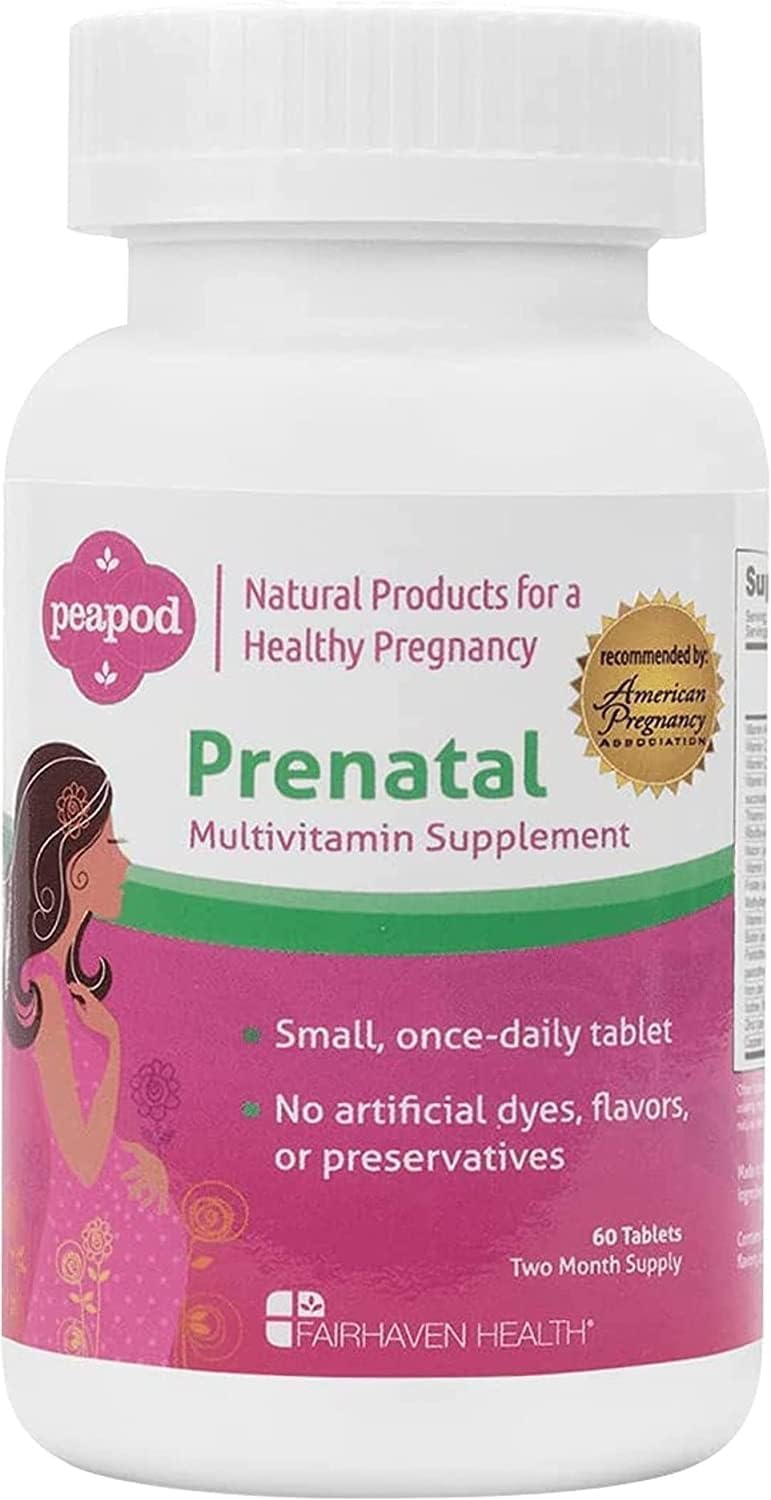 Fairhaven Health Peapod Prenatal Multivitamin - 1 al Día, Sabor Vainilla - 60 Comprimidos (2 Meses de Suministro)