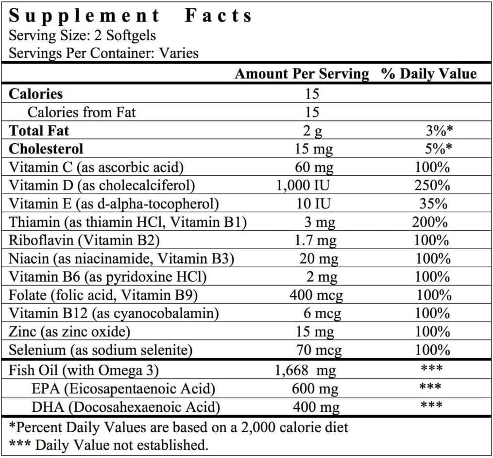 Cardiamin Multivitamínicos Bienestar General 60 Cápsulas Blandas, Suministro para 30 Días