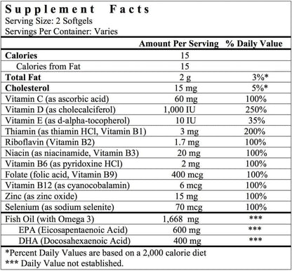 Cardiamin Multivitamínicos Bienestar General 60 Cápsulas Blandas, Suministro para 30 Días – Image 3