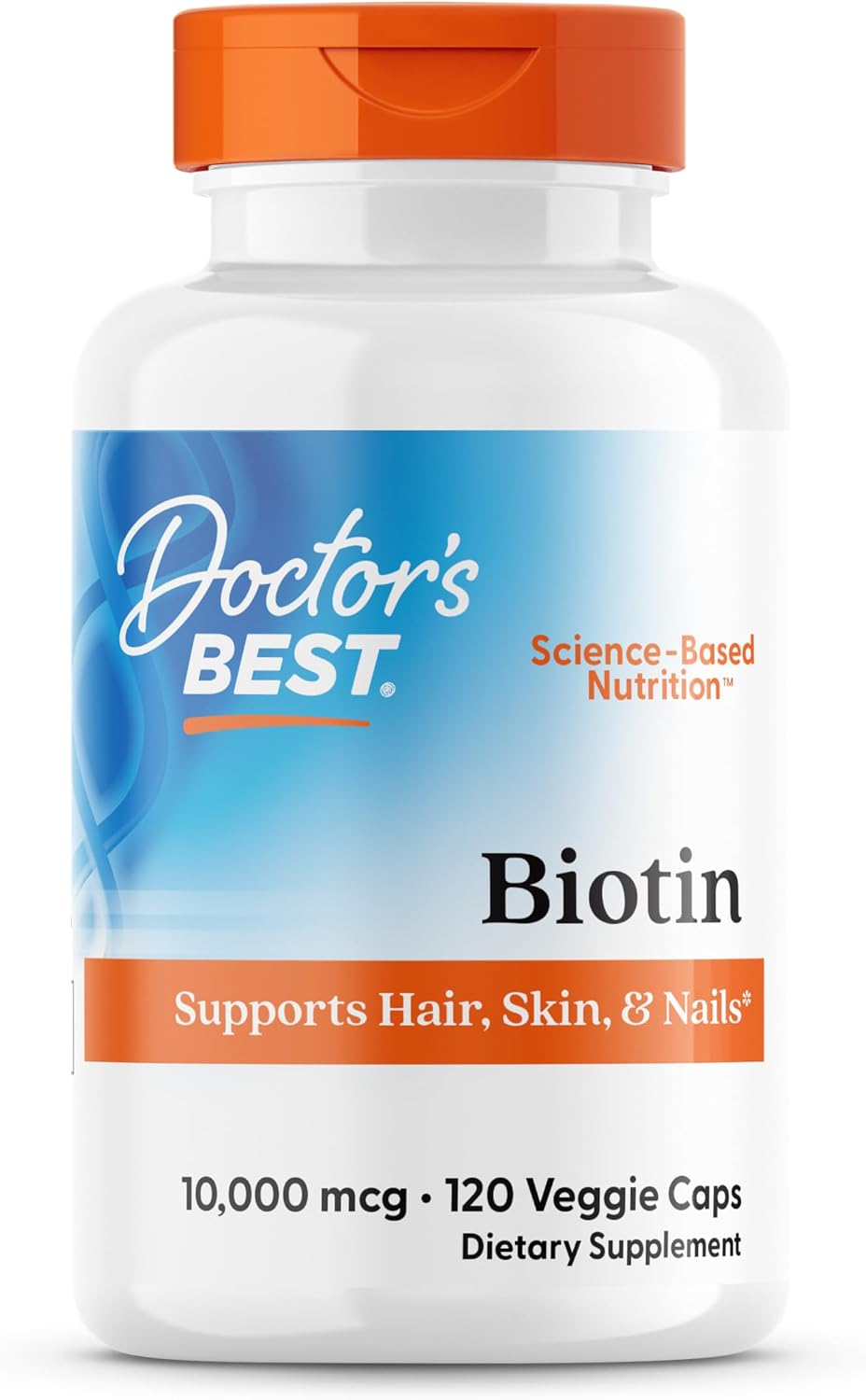 Doctor's Best Biotin 5000 mcg - Food Supplement with Biotin - 120 Vegetable Capsules