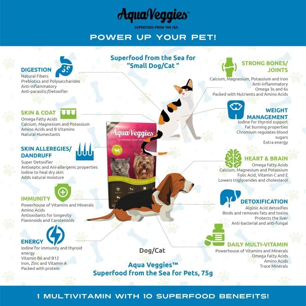 Superalimento Marino para Mascotas - 30 Sobres Diarios (75g) - Multivitamínico para Perros y Gatos Pequeños