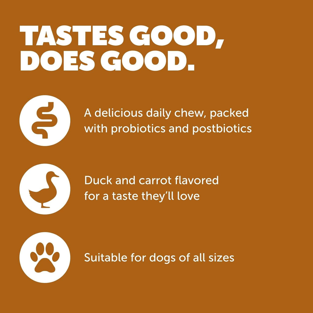 Protexin Daily Care Gut+ Wellness - 60 masticables sabor pato y zanahoria para perros