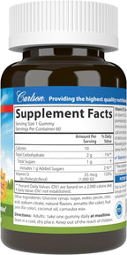 Carlson - Gominolas de Vitamina D3, 1000 UI (25 mcg), para la Salud Ósea y el Sistema Inmunitario, Sabores Naturales de Fruta, 60 Gominolas Vegetarianas