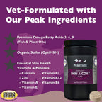 Kala Health PeakTails Skin & Coat Support para Perros – 150 Comprimidos Masticables con MSM, Aceite de Pescado, Omega-3 y Omega-6