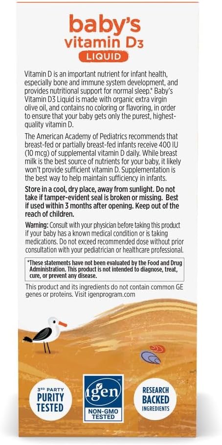 Nordic Naturals Baby's Vitamin D3, sin sabor - 400 UI - 90 dosis